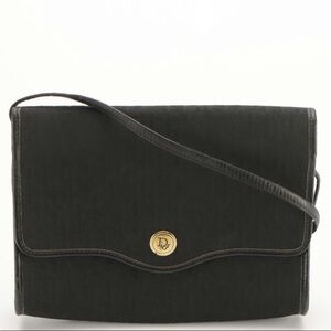 Christian Dior Front Flap Crossbody Bag in Black Trotter Canvas and Leather Trim